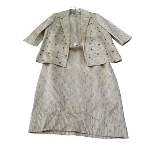 Ann Murray Vintage Dress Jacket  Women 12 Golden Ivory Rhinestones Formal